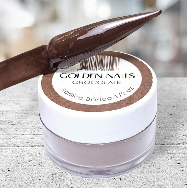 ACRILICO CHOCOLATE GOLDEN NAILS